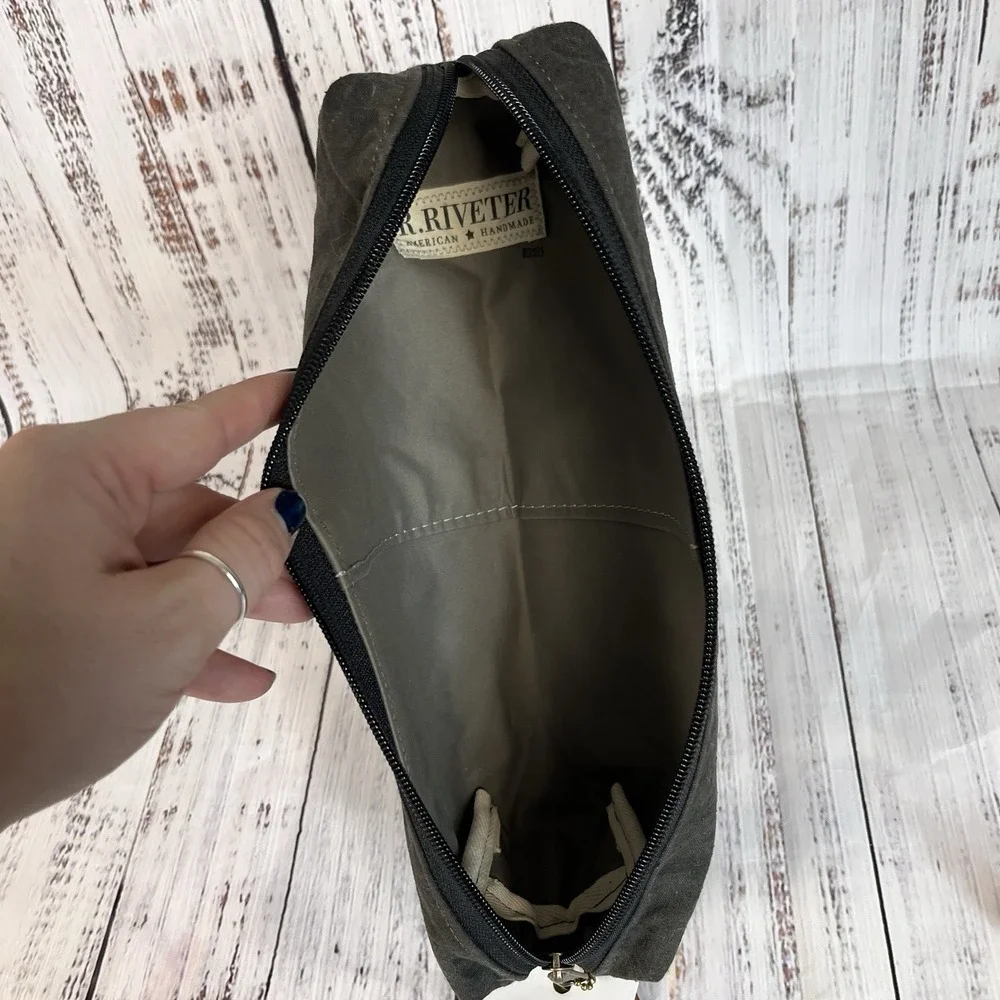 R. Riveter Black Canvas Mini Dopp Kit Distressed Canvas Military Handmade In USA